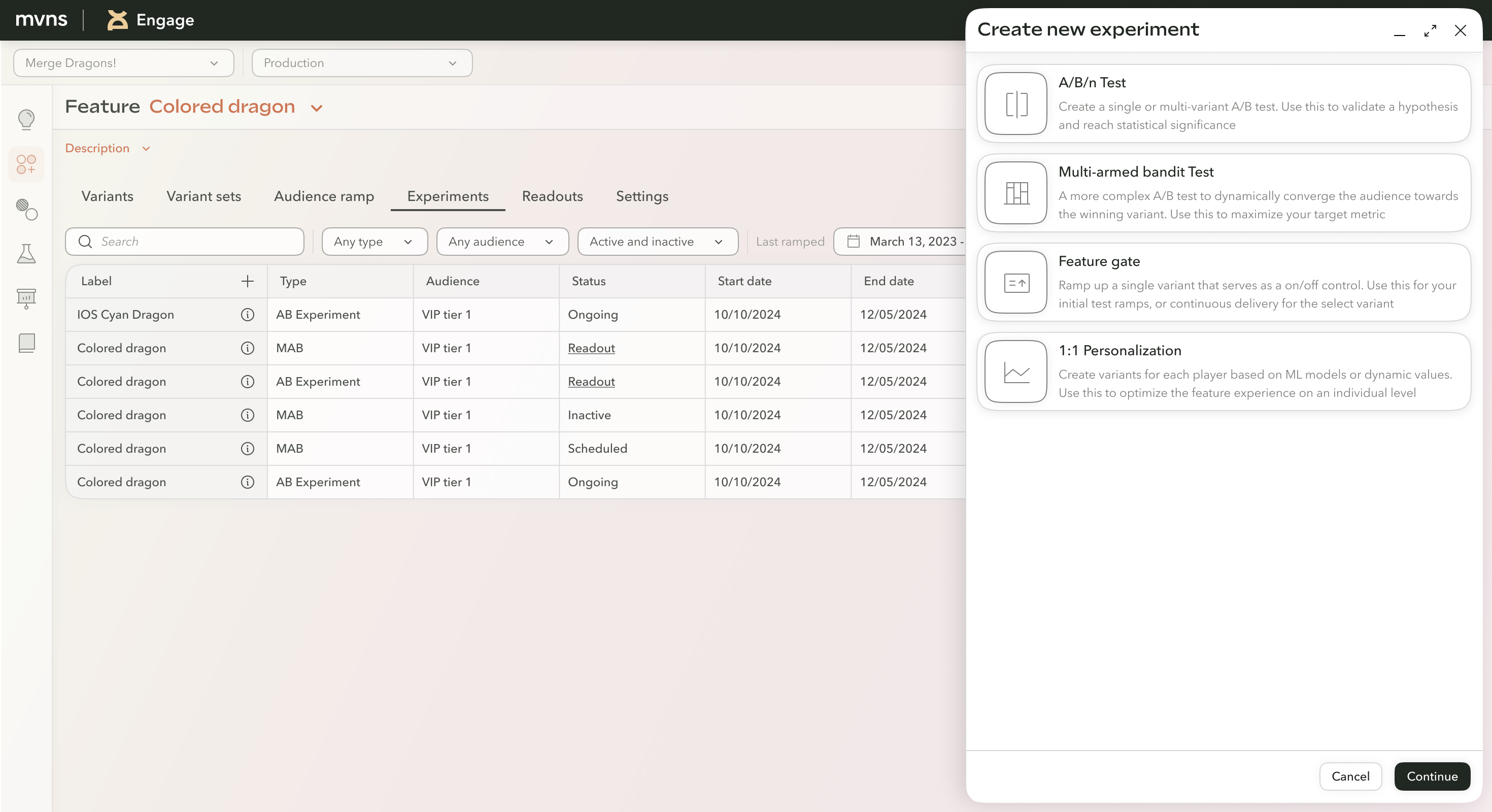 Mavens: Create new experiment