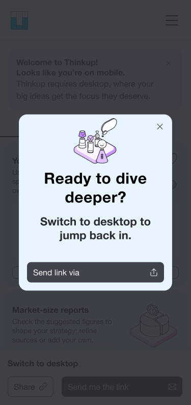 ThinkUp: Mobile desktop handoff